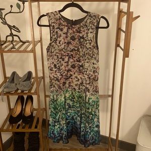 French connection pink and blue floral knee length dress